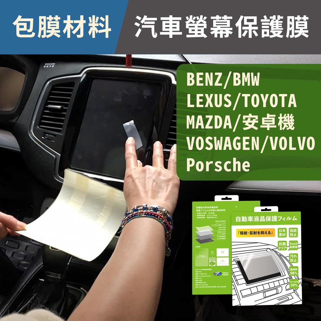 汽車螢幕保護貼 抗指紋 防眩 抗反光 BENZ BMW LEXUS TOYOTA MAZDA VOLVO 包膜材料