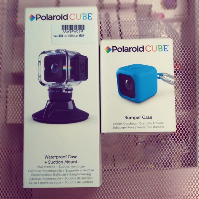 寶麗萊Polaroid CUBE 簡易防水盒跟吸盤底座+保護套藍