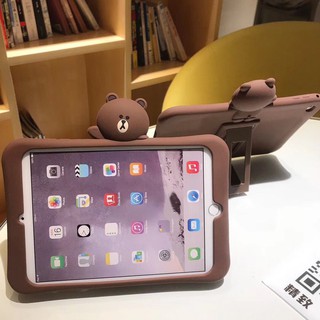 現貨❤️iPad10.2吋 9.7吋 Mini4/5布朗熊大支架矽膠防摔AIR2/3 Pro10.5防摔保護套