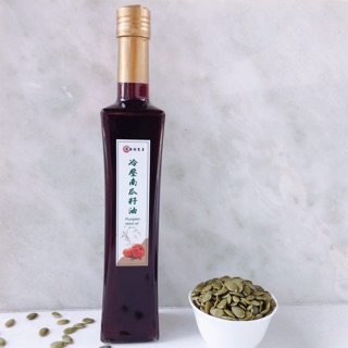 冷壓初榨南瓜籽油，500ml，買就送低鹽手工麵線一包！