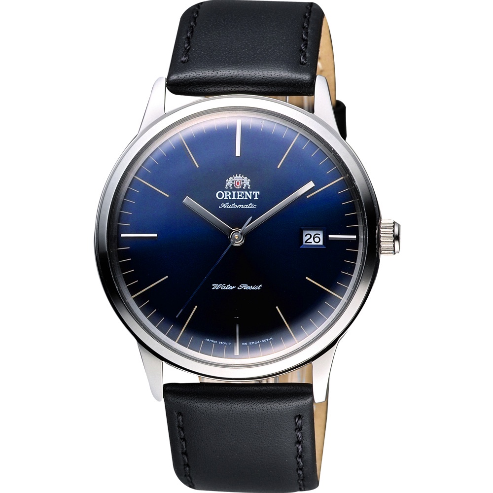 ORIENT 東方錶 紳士藍面皮帶機械錶 日期顯示 40mm FER2400LD 台灣公司貨保固一年