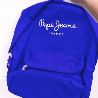 Pepe Jeans 後背包🎒藍色 英式經典 率性刺繡雙層後背包