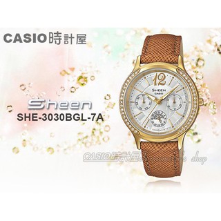 CASIO 時計屋 手錶 SHEEN SHE-3030BGL-7A 皮革 礦石玻璃 保固 附發票 SHE-3030BGL