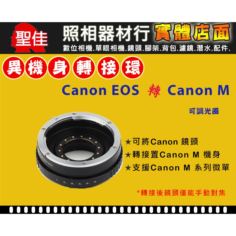 【轉接環】Pixco 可調整光圈 CANON EOS EF 鏡頭轉 Canon EOS M EF-M 機身轉接環