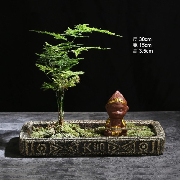 復古漢磚花盆 苔癬植物 水培微觀植物花器 水生植物盆 客廳擺飾 茶寵器皿容器仿古 現貨 蝦皮購物