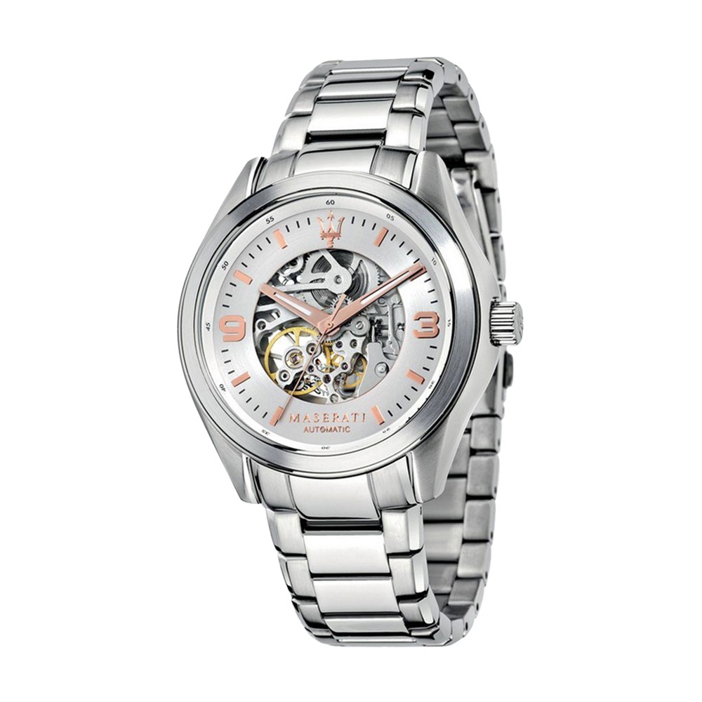 【Maserati 瑪莎拉蒂】SORPASSO鋼帶機械腕錶-紳士銀/R8823124001/台灣總代理公司貨享兩年保固