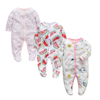 新生嬰兒男孩女孩衣服嬰兒睡衣睡衣連身褲嬰兒長袖 0 -12 個月