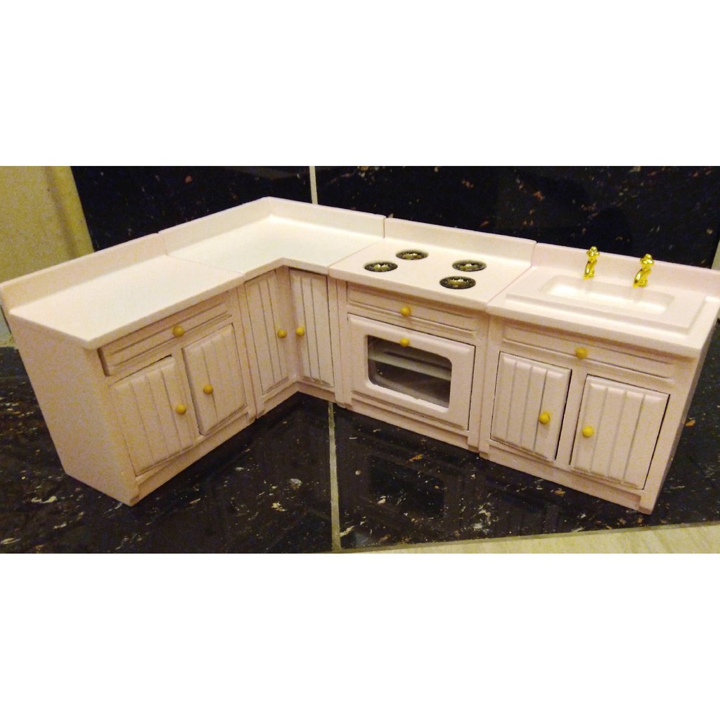 3P   1:12 模型  粉色廚房組 組合式 烤爐+洗手台+料理台 如圖一套