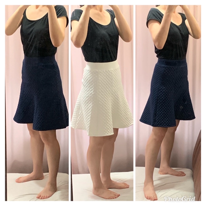 Uniqlo 97%厚棉短裙 兩色可選（藍色二手、白色全新）