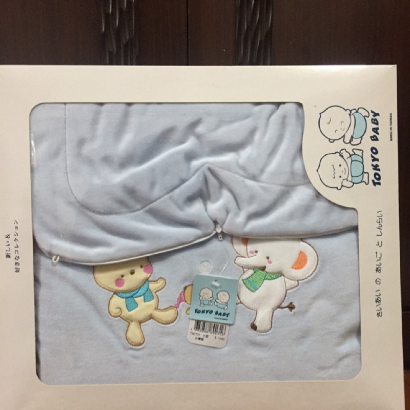 全新Tokyo baby 熊熊與大象棉絨背巾被禮盒