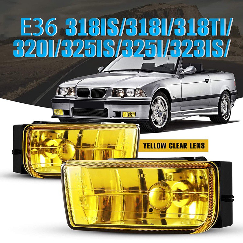 適用於BMW M3的E36霧燈（E36）3系列1992-1999霧燈更換組件1對（黃色鏡片）