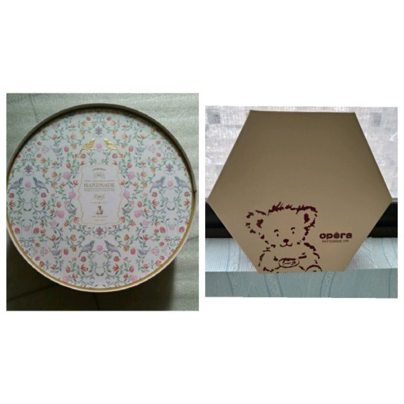 Opera Aunt Stella S 喜餅禮盒空盒圓形盒子碎花紙盒 蝦皮購物