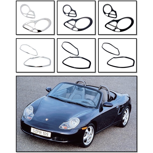 創意第一 Porsche 保時捷 Boxster 986 前燈框 後燈框 鍍鉻銀 烤漆黑 卡夢 碳纖紋 改裝 車燈框