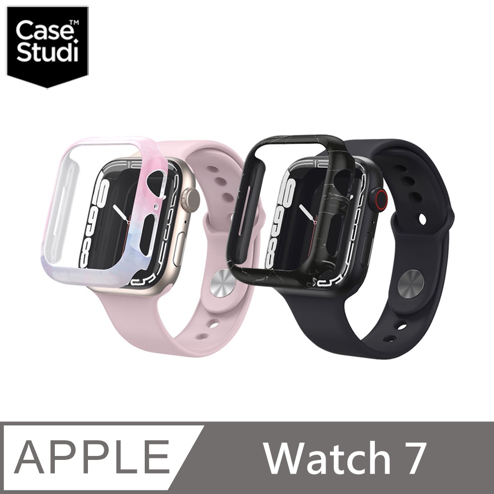 CaseStudi Prismart Apple Watch 7 45mm / 41mm 光面粉彩石紋 卡扣式 防刮錶殼