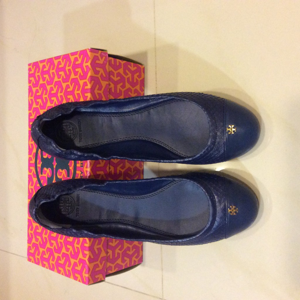 Tory Burch 平底鞋 娃娃鞋 9號 適合25-25.5cm 深藍 靛