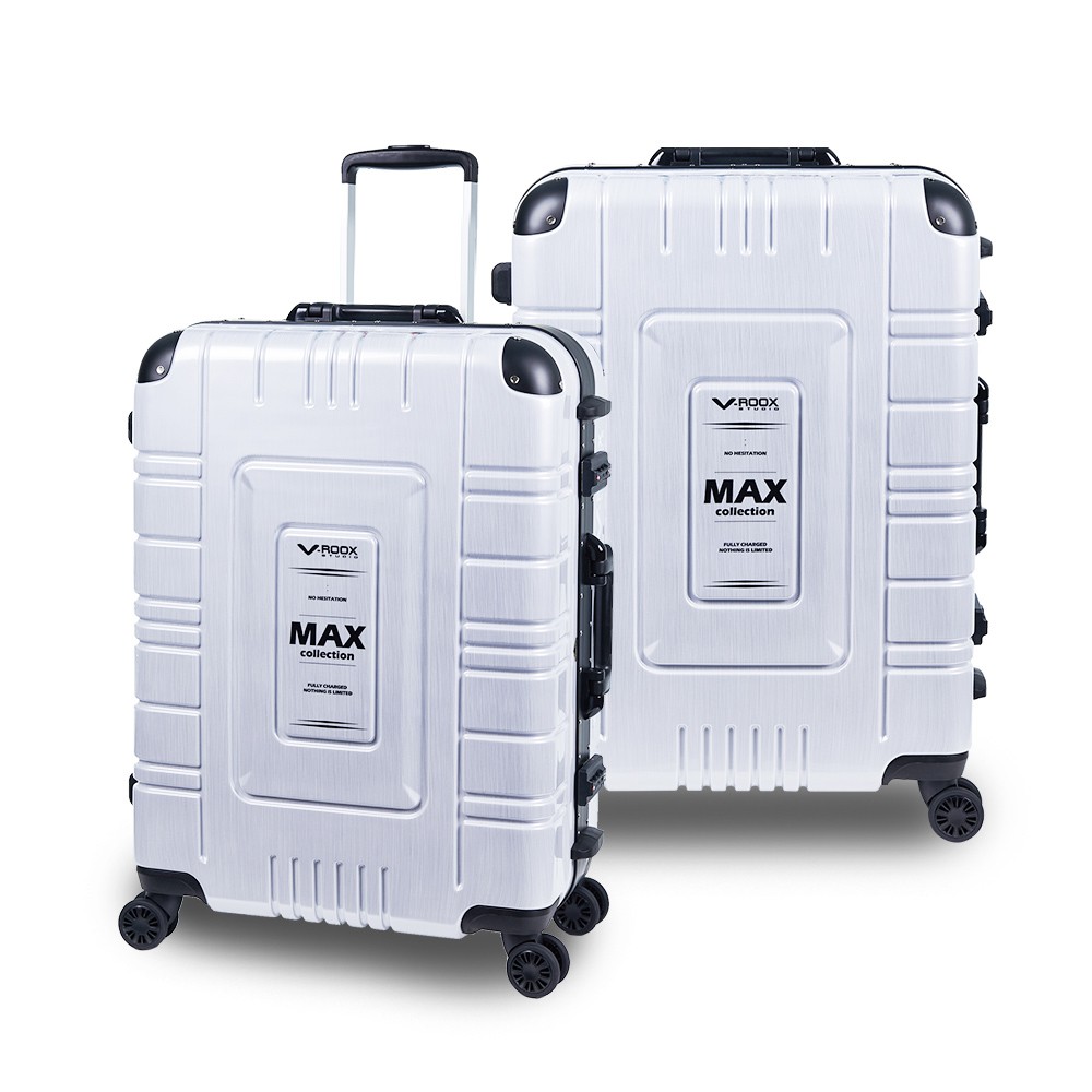 V-ROOX MAX 28吋 白拉絲 俐落型格硬殼鋁框行李箱 MAX-59207 BSMI字號 R55201