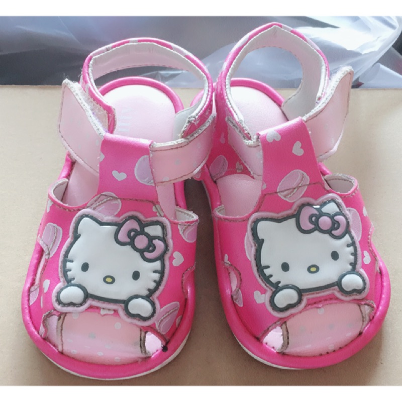 Hello Kitty涼鞋女童粉紅色休閑鞋平底鞋二手S2