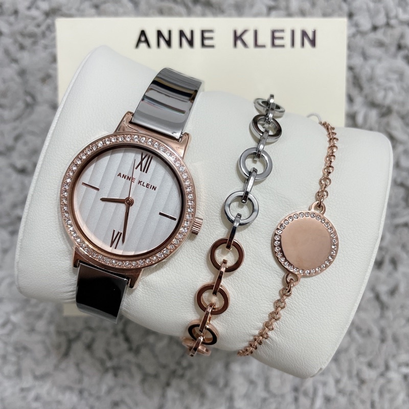 Anne Klein 時尚經典手環+手錶禮盒 3件組