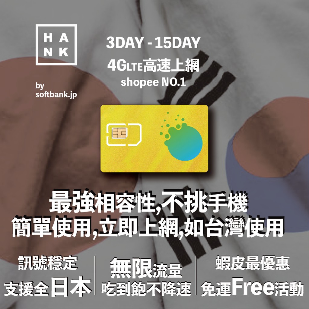 日韓網卡韓國網卡日本上網SIM不挑手機 4G 卡 不降速 無限使用 吃到飽 5 8天 挑戰最品質最高 價格最划算