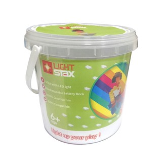 【諸羅童樂園】亮亮積木LIGHT STAX -牛仔歡樂桶-小顆粒-66pcs正版公司貨-會發光的LED積木