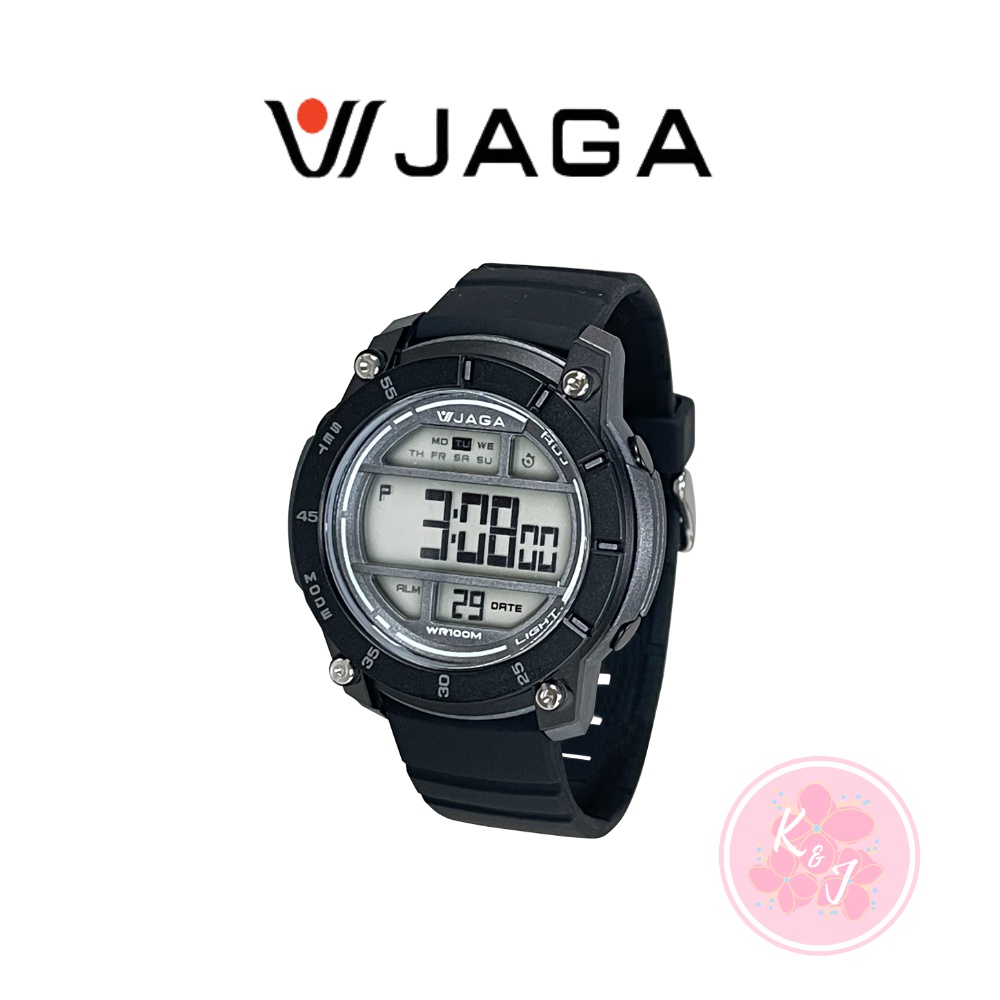 【JAGA捷卡】K&amp;J SHOP 冷光電子錶 Digital Watch  台灣廠商 學生 當兵 防水 游泳 M1194