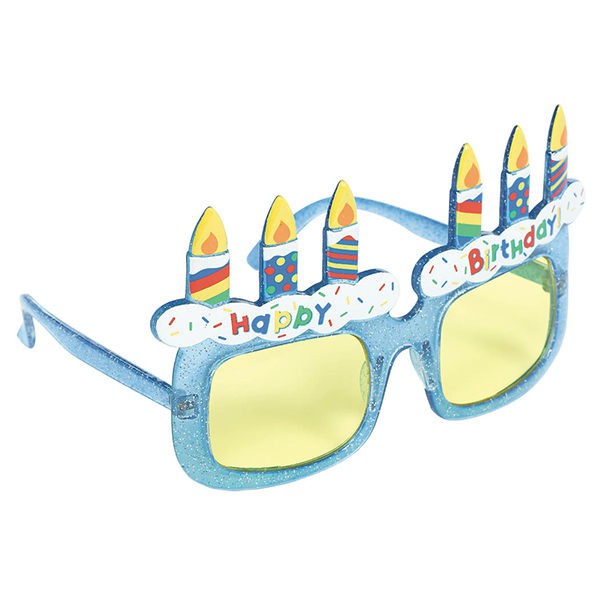 派對城 現貨 【生日蛋糕眼鏡1入-藍】 歐美派對 派對裝飾 裝飾眼鏡 造型眼鏡生日派對 派對佈置 拍攝道具