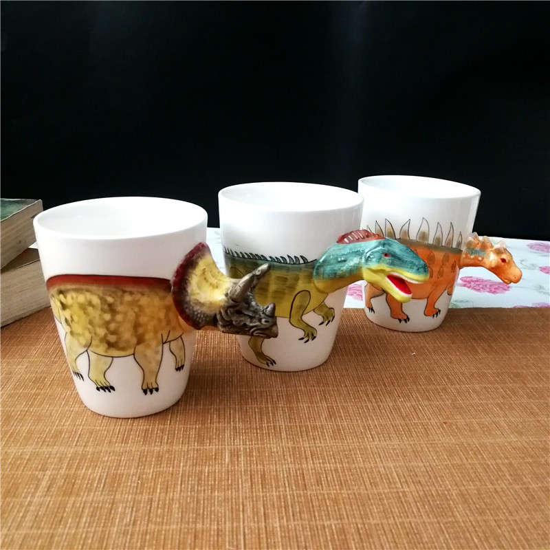 聖誕節交換禮物台灣有現貨恐龍個性陶瓷手繪水杯咖啡杯馬克杯