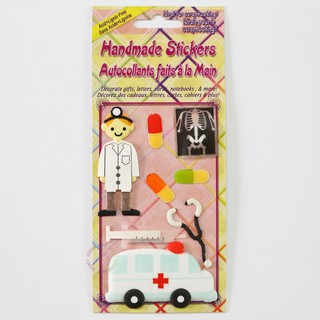 立體貼紙-手工卡片 造型貼紙-醫生 救護車 膠囊 【非醫療器材】