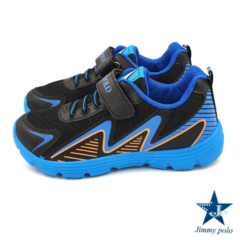 【米蘭鞋都】JIMMY POLO (童) 撞色 透氣 休閒 運動鞋 止滑 耐磨 台灣製 19079 黑 另有藍色