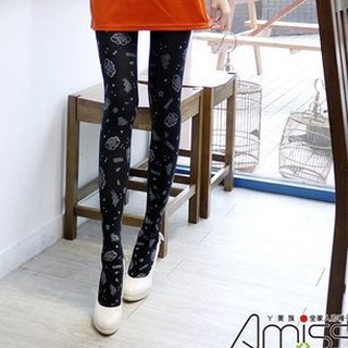 【Amiss】日系經典造型褲襪-銀蔥字母塗鴉(A121-21)