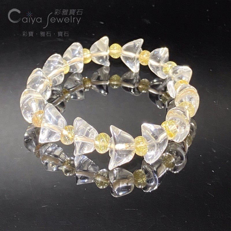 《Caiya Jewelry 》創意設計手鍊 白水晶 元寶 鈦晶 手珠