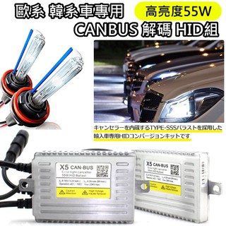 55W CANBUS解碼安定器+HID燈管套組H1 H4 H3 H7 HB4 H11 4300K 6000K 8000K