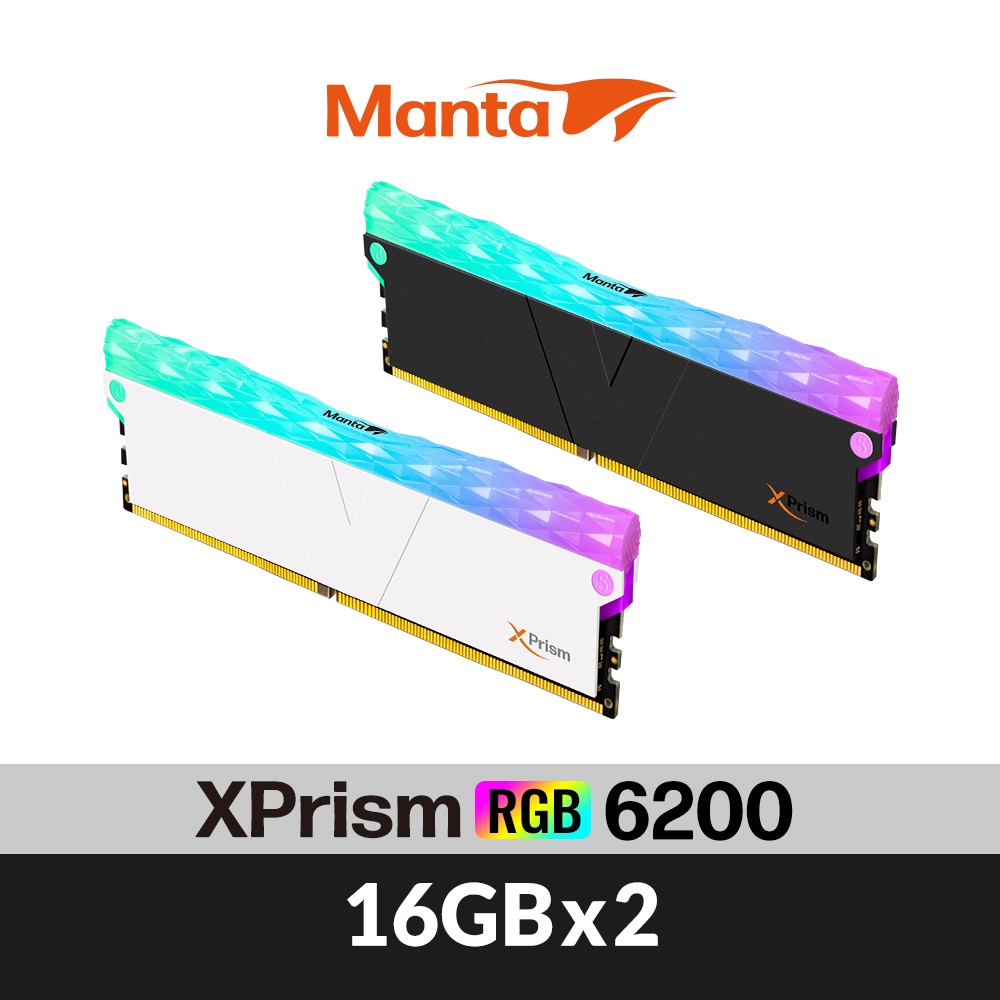 v-color 全何 XPrism系列 DDR5 6200 32G(16GX2)RGB 桌上型超頻記憶體(黑/白)