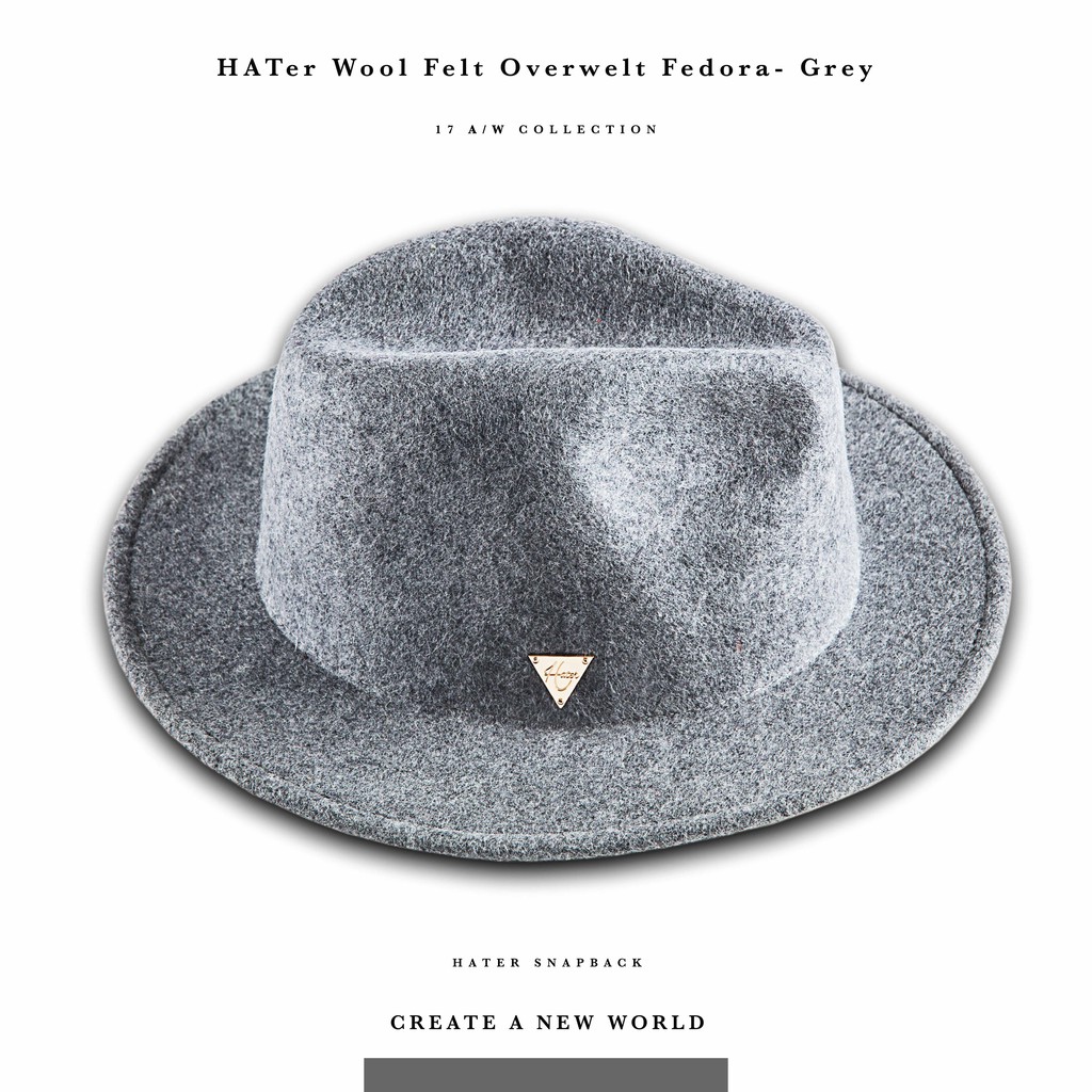 Hater Snapback 【HG/15】Wool Felt Overwelt Fedora- Grey灰-紳士帽