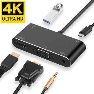 Usb C 轉 HDMI 適配器 4K 5 合 1 Type-C 轉 HDMI/VGA/ 音頻/USB 3.0 端口+U