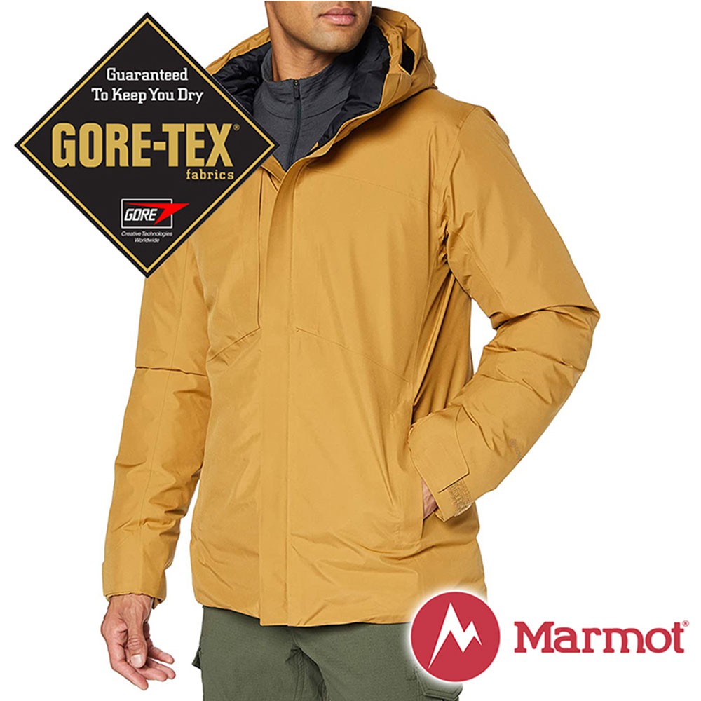 【Marmot】男 單件式GT羽絨保暖連帽外套『威士忌褐』11230-7372