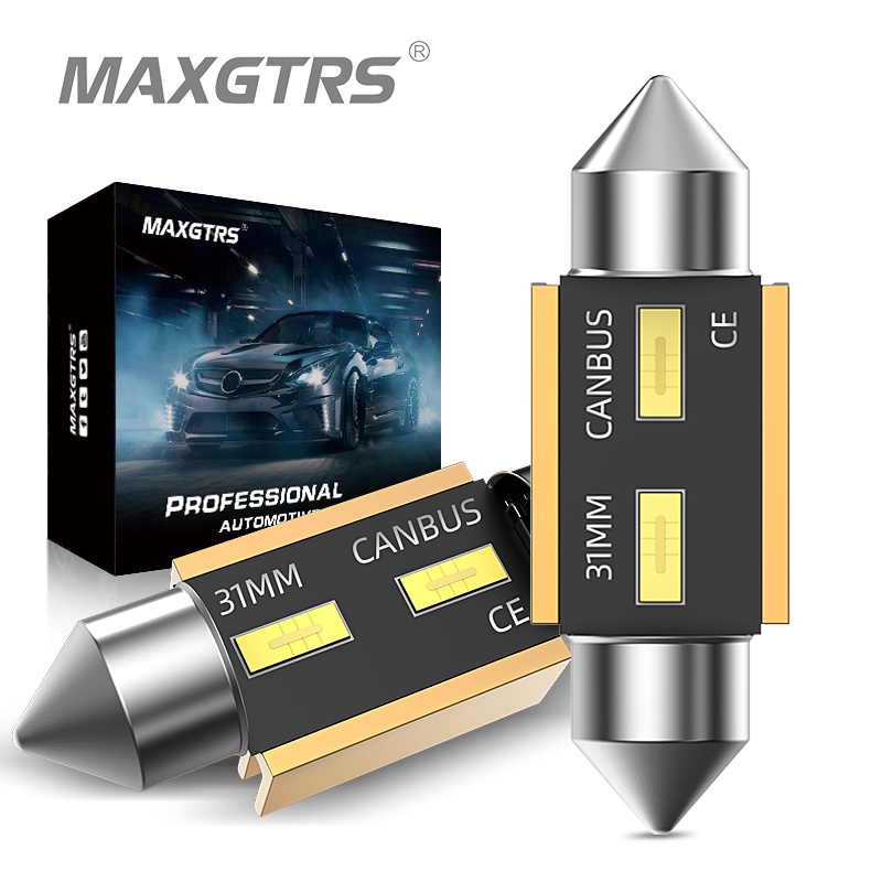 Maxgtrs 2x Festoon 31mm 36mm 41mm C5W LED 燈泡 Canbus Dome 閱讀後