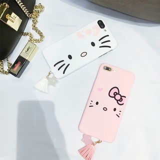 Iphone6/6s/6Plus/6s Plus/7/7plus日本KITTY可愛星星流蘇掛飾磨砂卡通掛繩手機硬殼