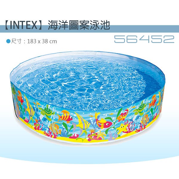 【美國INTEX】海洋圖案免充氣泳池183x38cm（圖案款式隨機） /戲水池 /游泳池 /硬膠泳池（56452）