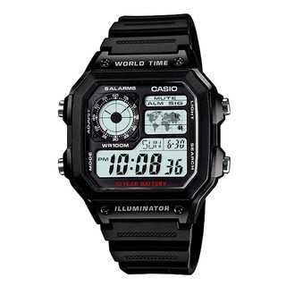 【CASIO】卡西歐 10年電力電子錶款AE-1200WH-1A防水100米 宏崑時計 台灣卡西歐保固一年