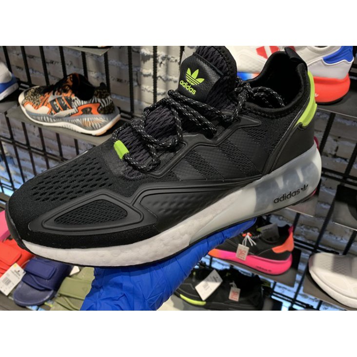 Adidas ZX 2K BOOST 黑白熒光綠反光中性經典科技運動慢跑鞋FY4497 男鞋| 蝦皮購物