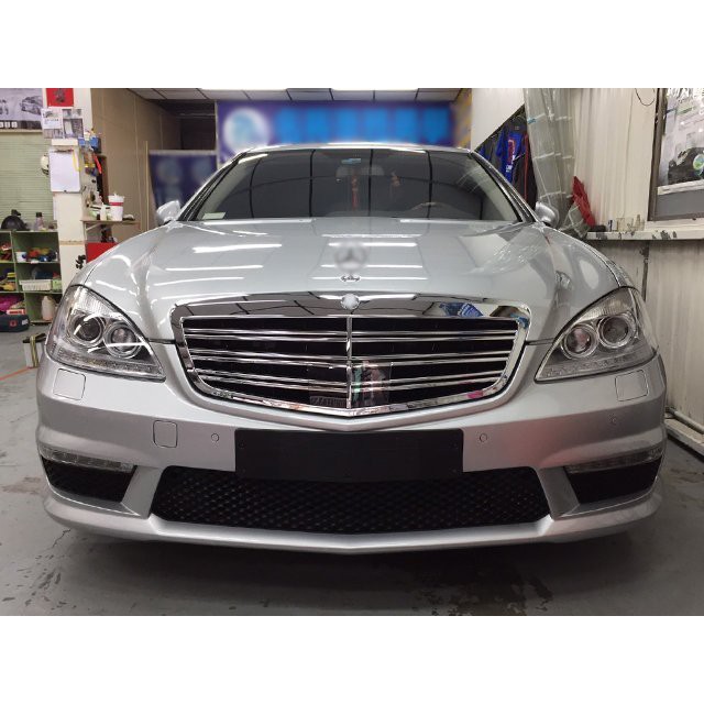 台灣之光 全新BENZ W221 09 10 11 12年S63 S65 AMG樣式電鍍黑水箱罩台灣製