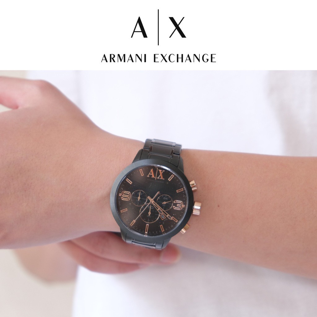 【Ayllon】Armani Exchange AX 鋼錶帶 玫瑰金婁空數字 三眼 計時 AX1350 男錶 手錶 錶