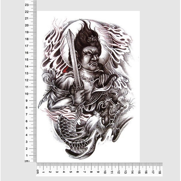 不動明王手臂大圖紋身貼hb 225 La Tattoo 紋身貼紙防水刺青貼紙 蝦皮購物