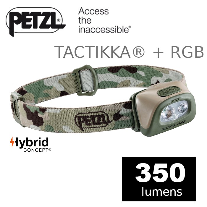 【速捷戶外】PETZL E089FA 高亮度LED頭燈-迷彩(350流明) TACTIKKA+ RGB, 可切換紅綠藍色