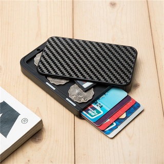 男士碳纖維鋁製創意辦公卡套 Rfid 錢袋安全智慧錢包 Cartera Tarjetero ID 銀行信用卡 Rfid