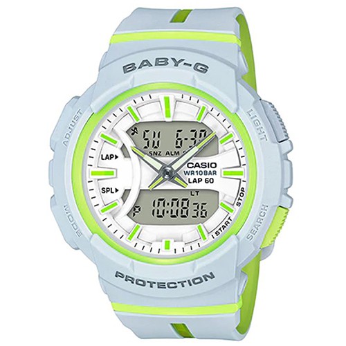 【CASIO】BABY-G  亮眼配色慢跑運動休閒錶-白X螢光黃(BGA-240L-7A)正版宏崑公司貨