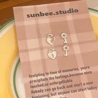 sunbee 現貨 正韓 純銀愛心棉花鎖匙耳環(一對售) S96