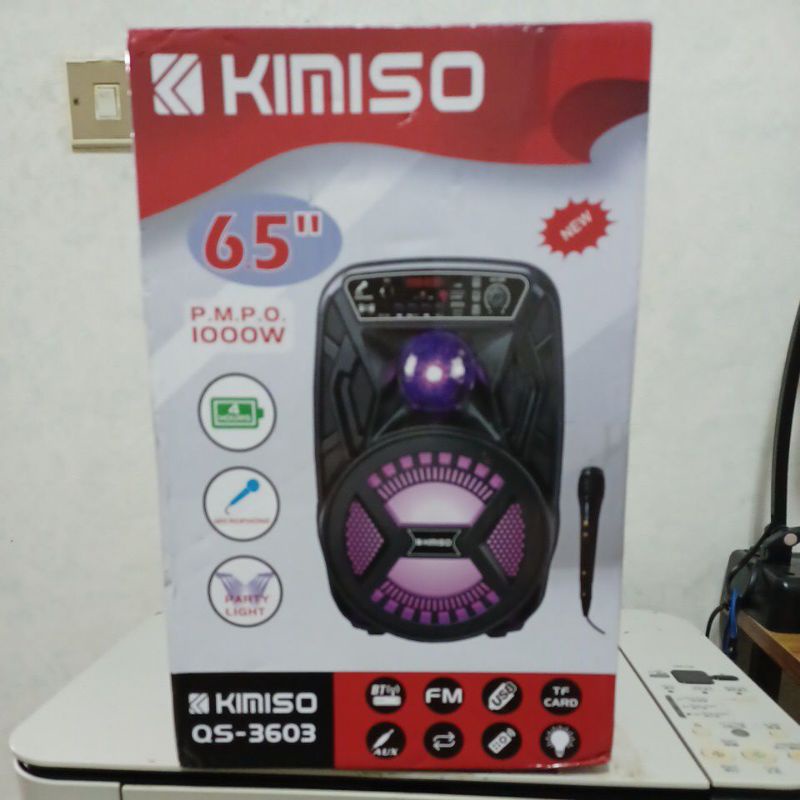 KIMISO QS-3603 藍芽喇叭 附麥克風卡拉OK/USB/七彩燈光/6.5”重低音喇叭1000W 全新 售