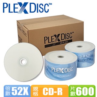 PLEXDISC CD-R 52x 噴墨可印光碟片 600片裝-整箱出貨